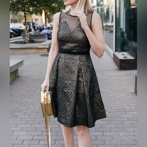 Draper James Kara Collection Gold Jacquard Dress